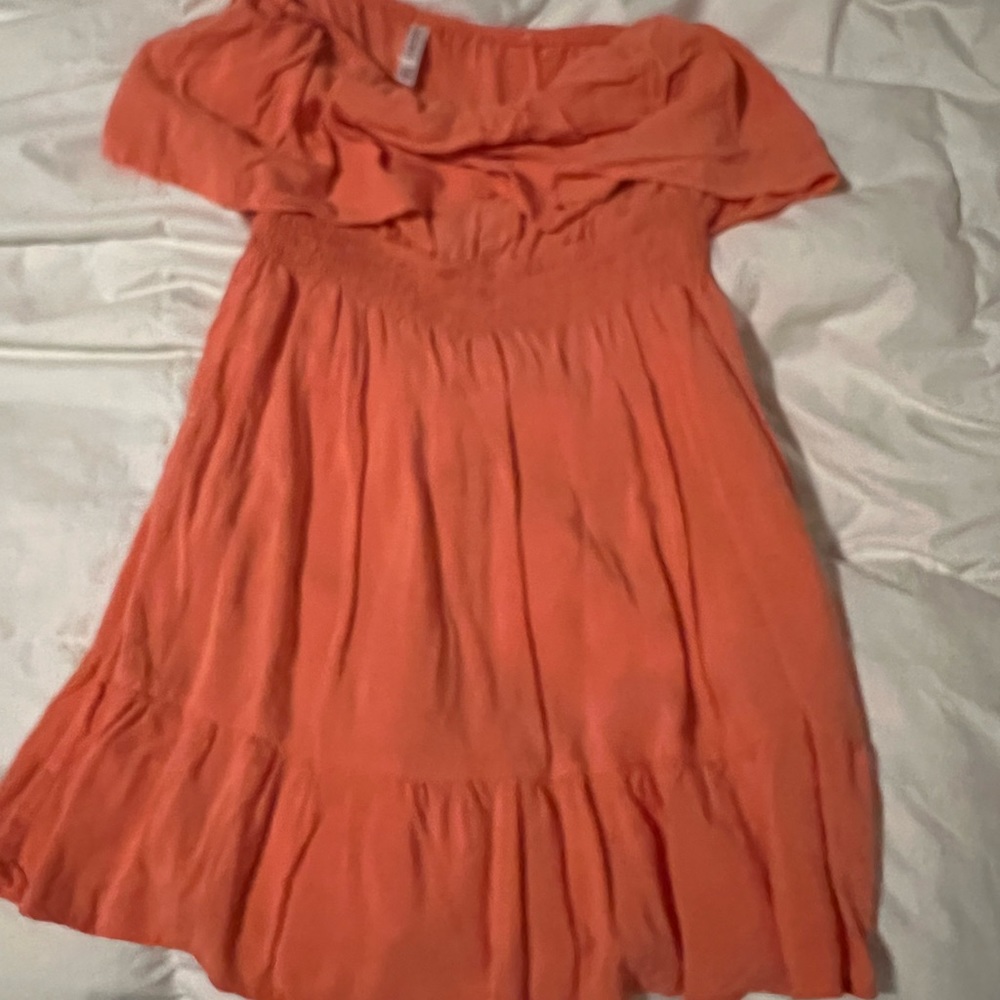 Strapless Coral Summer Dress